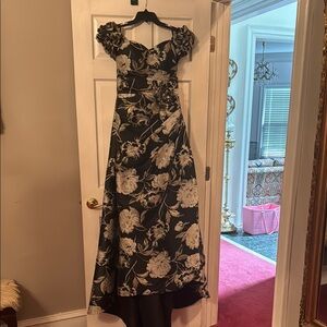 Elegant Black and White Floral Dress